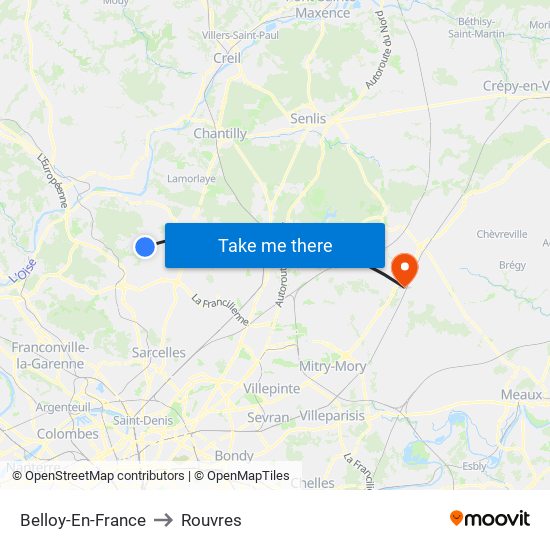 Belloy-En-France to Rouvres map