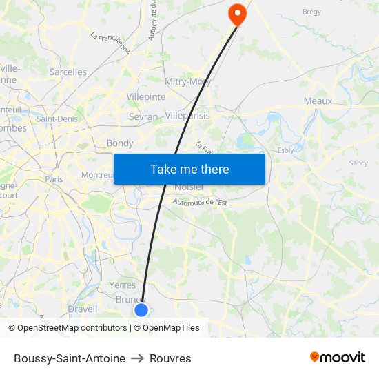 Boussy-Saint-Antoine to Rouvres map