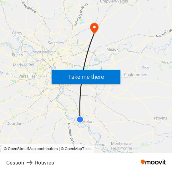 Cesson to Rouvres map