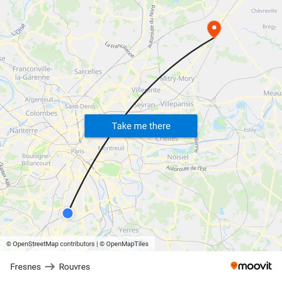 Fresnes to Rouvres map