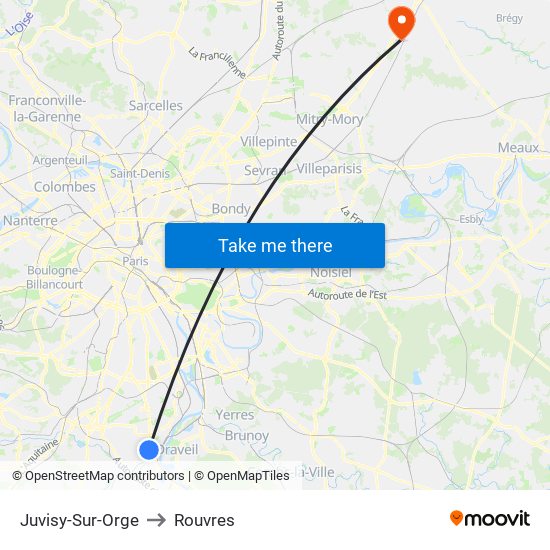 Juvisy-Sur-Orge to Rouvres map