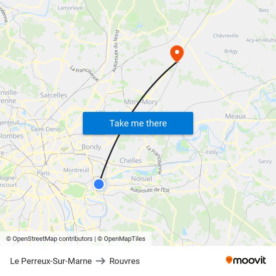Le Perreux-Sur-Marne to Rouvres map
