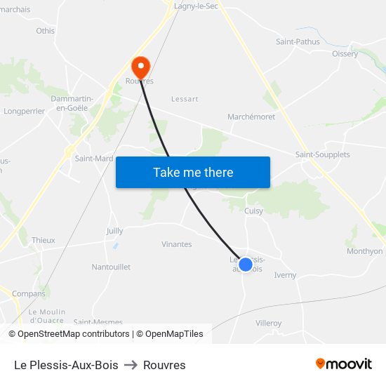 Le Plessis-Aux-Bois to Rouvres map