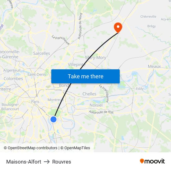 Maisons-Alfort to Rouvres map