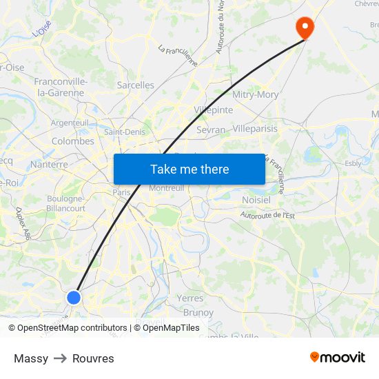 Massy to Rouvres map