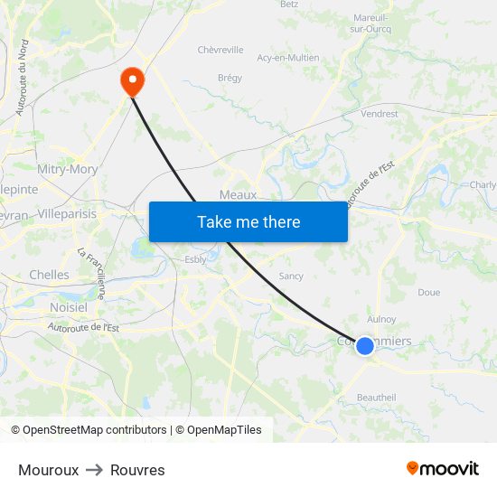 Mouroux to Rouvres map