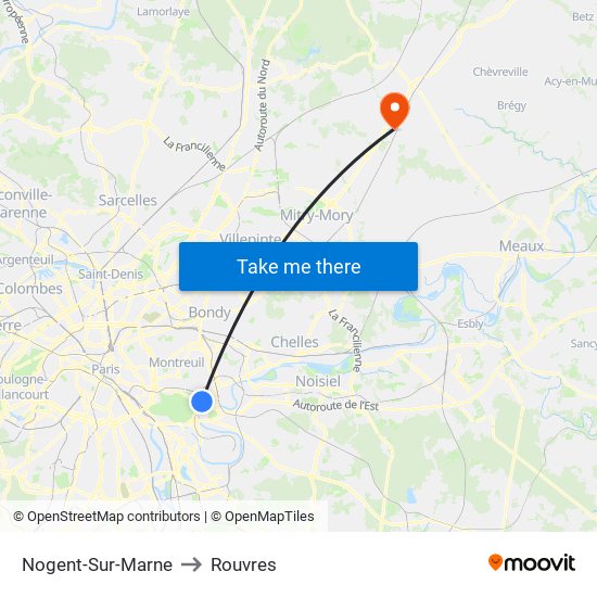 Nogent-Sur-Marne to Rouvres map