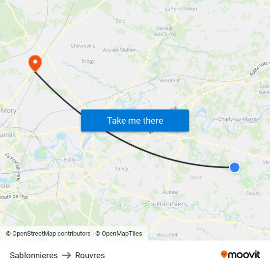 Sablonnieres to Rouvres map
