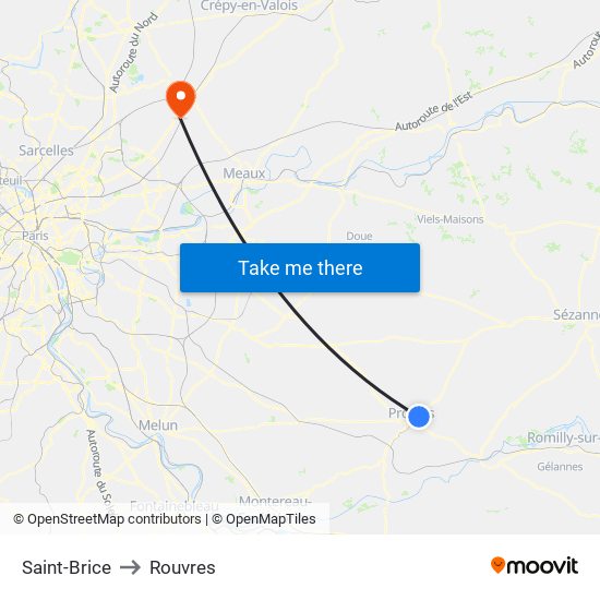 Saint-Brice to Rouvres map