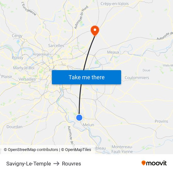 Savigny-Le-Temple to Rouvres map