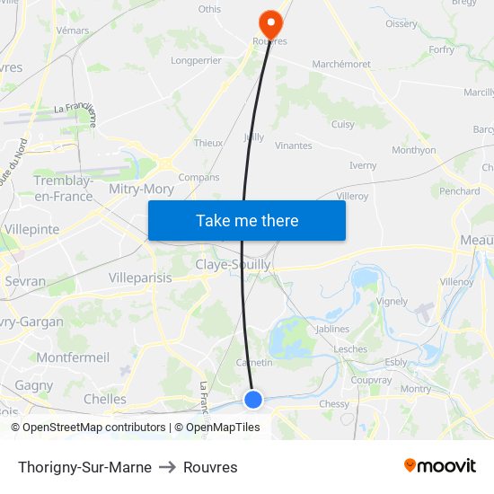 Thorigny-Sur-Marne to Rouvres map