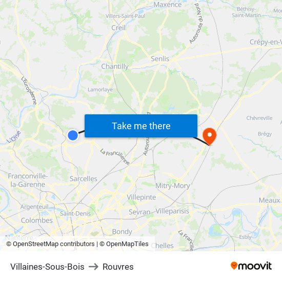 Villaines-Sous-Bois to Rouvres map
