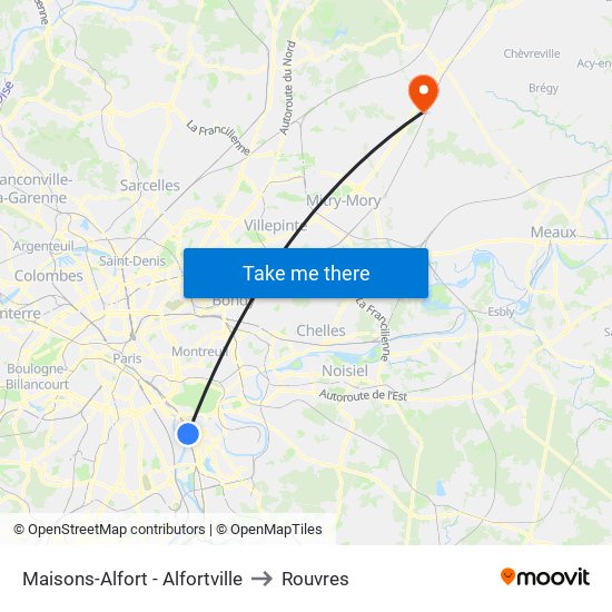 Maisons-Alfort - Alfortville to Rouvres map