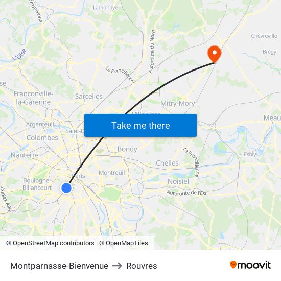 Montparnasse-Bienvenue to Rouvres map