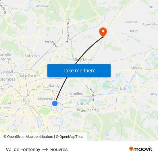 Val de Fontenay to Rouvres map