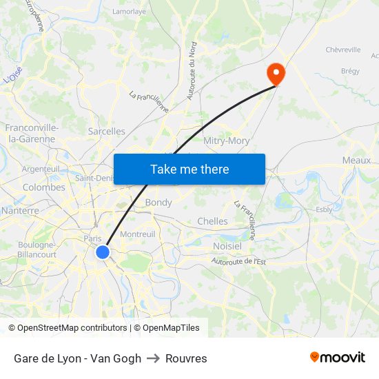 Gare de Lyon - Van Gogh to Rouvres map