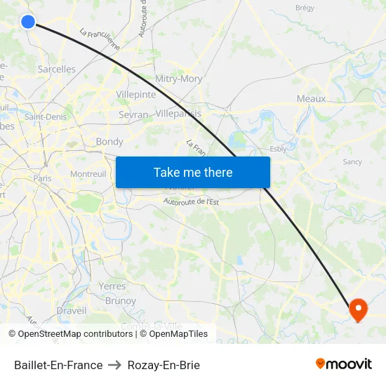 Baillet-En-France to Rozay-En-Brie map