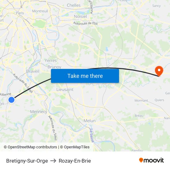 Bretigny-Sur-Orge to Rozay-En-Brie map