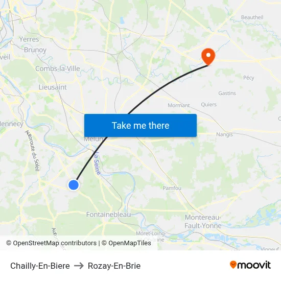 Chailly-En-Biere to Rozay-En-Brie map