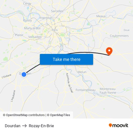 Dourdan to Rozay-En-Brie map