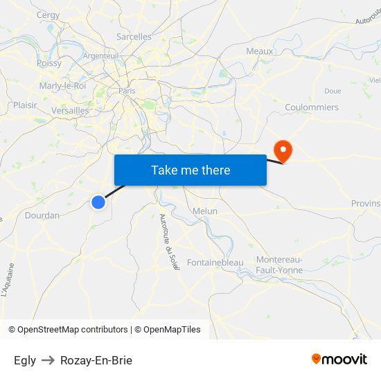 Egly to Rozay-En-Brie map