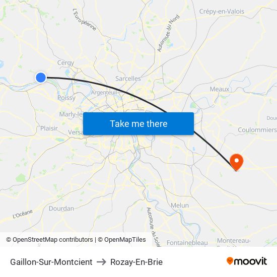 Gaillon-Sur-Montcient to Rozay-En-Brie map