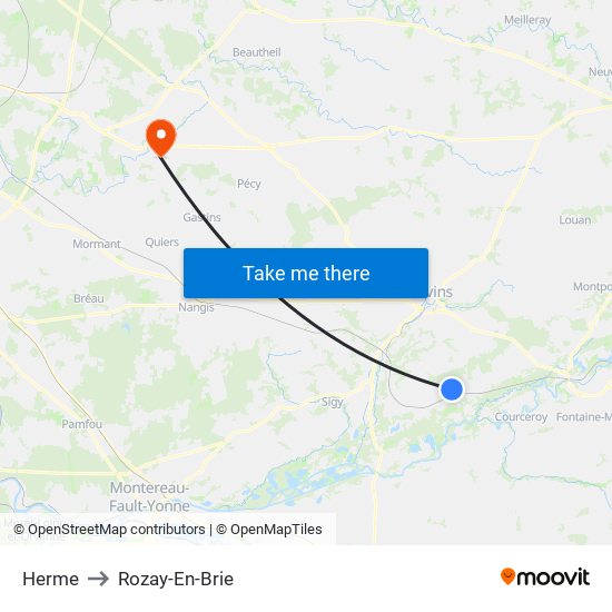 Herme to Rozay-En-Brie map