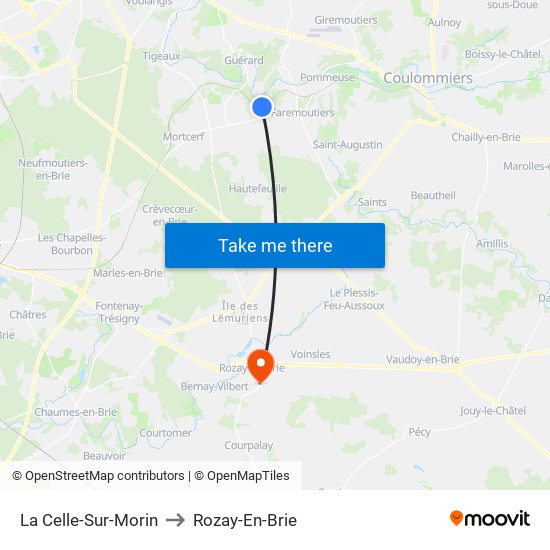 La Celle-Sur-Morin to Rozay-En-Brie map