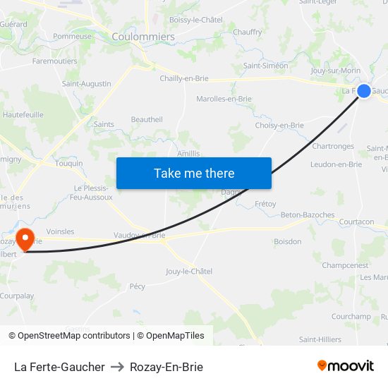 La Ferte-Gaucher to Rozay-En-Brie map