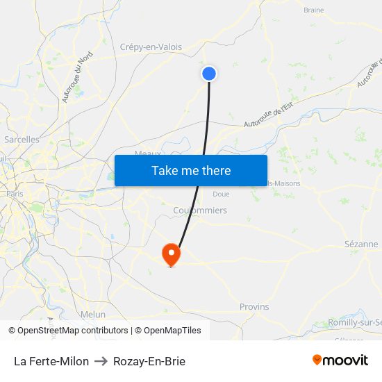 La Ferte-Milon to Rozay-En-Brie map