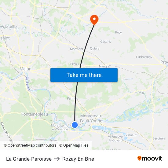 La Grande-Paroisse to Rozay-En-Brie map