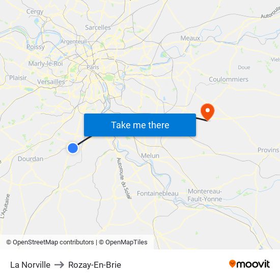 La Norville to Rozay-En-Brie map