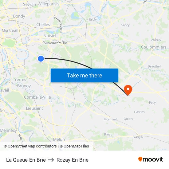 La Queue-En-Brie to Rozay-En-Brie map