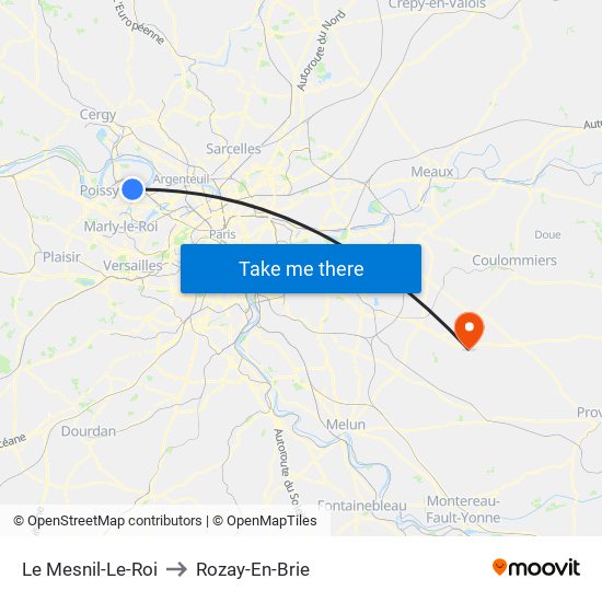 Le Mesnil-Le-Roi to Rozay-En-Brie map