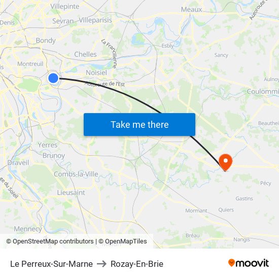 Le Perreux-Sur-Marne to Rozay-En-Brie map