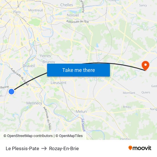 Le Plessis-Pate to Rozay-En-Brie map