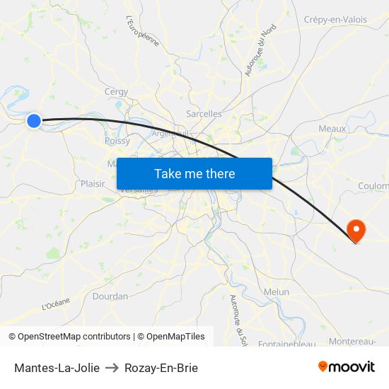 Mantes-La-Jolie to Rozay-En-Brie map