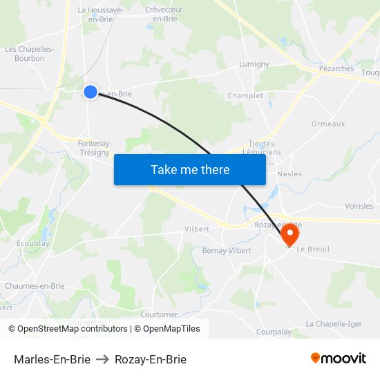 Marles-En-Brie to Rozay-En-Brie map