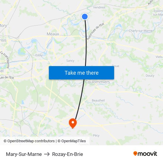 Mary-Sur-Marne to Rozay-En-Brie map