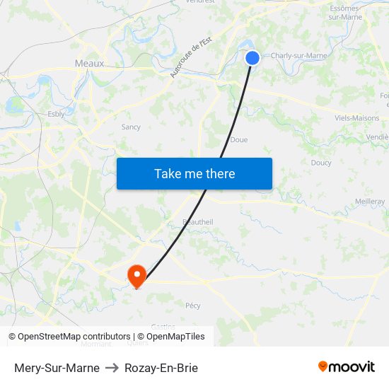 Mery-Sur-Marne to Rozay-En-Brie map