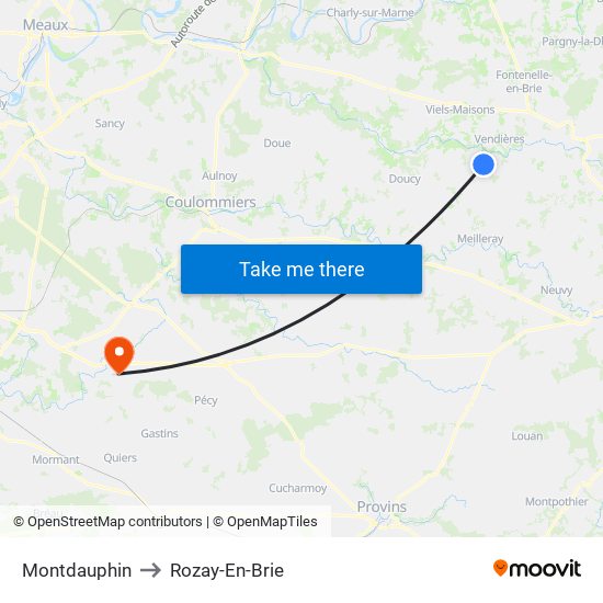 Montdauphin to Rozay-En-Brie map