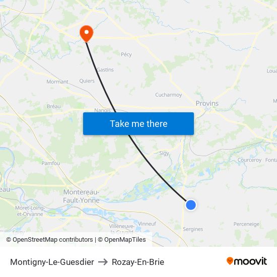 Montigny-Le-Guesdier to Rozay-En-Brie map