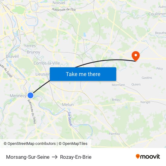 Morsang-Sur-Seine to Rozay-En-Brie map