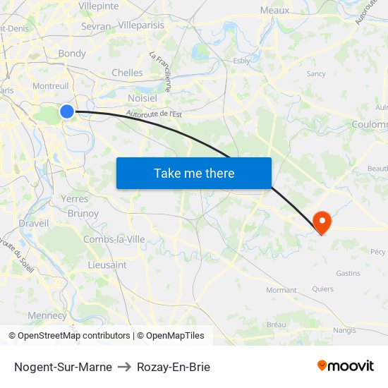 Nogent-Sur-Marne to Rozay-En-Brie map