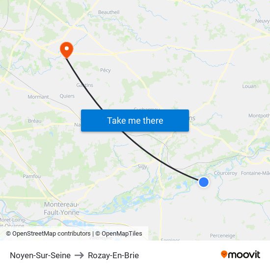 Noyen-Sur-Seine to Rozay-En-Brie map