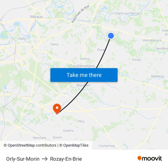 Orly-Sur-Morin to Rozay-En-Brie map