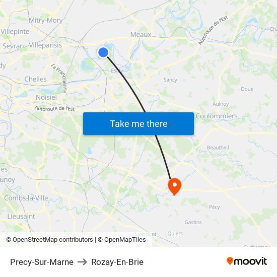 Precy-Sur-Marne to Rozay-En-Brie map