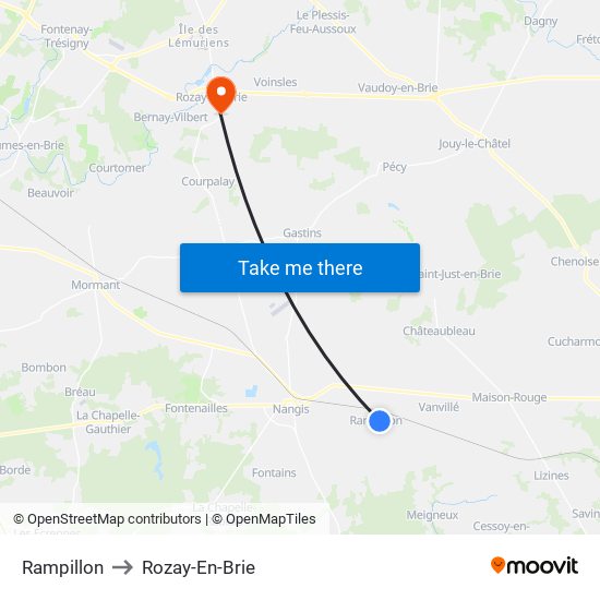 Rampillon to Rozay-En-Brie map