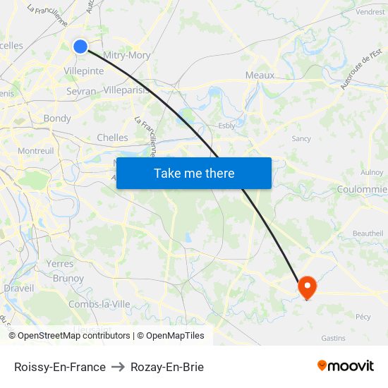 Roissy-En-France to Rozay-En-Brie map
