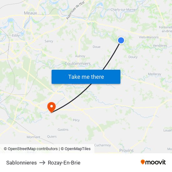 Sablonnieres to Rozay-En-Brie map